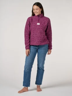 Half-zip-jakke i merinouldfleece til kvinder