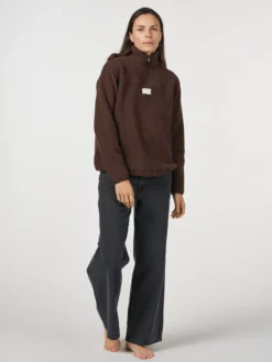 Half-zip-jakke i merinouldfleece til kvinder