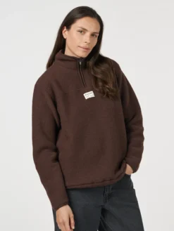 Half-zip-jakke i merinouldfleece til kvinder