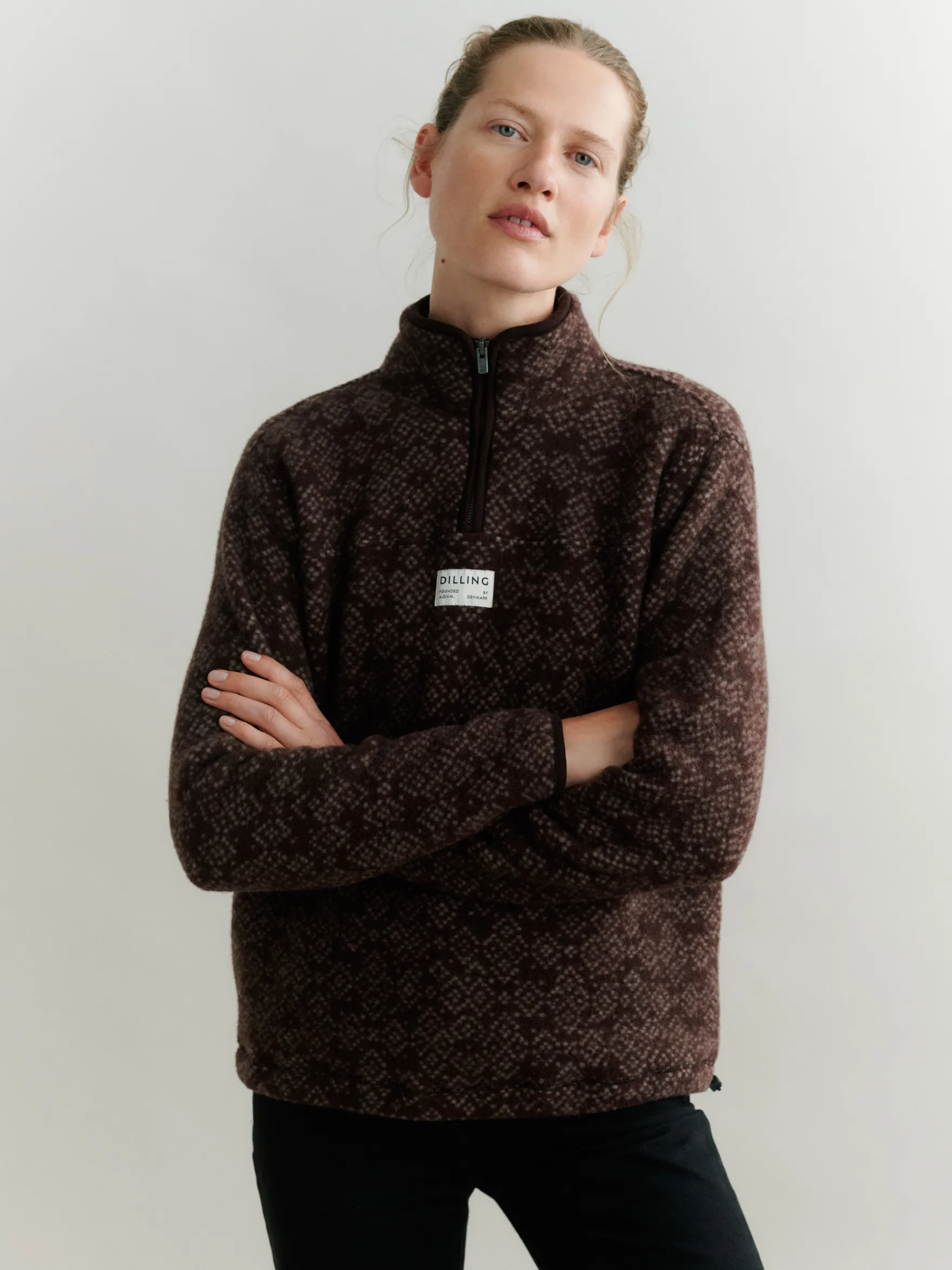 Half-zip-jakke i merinouldfleece til kvinder