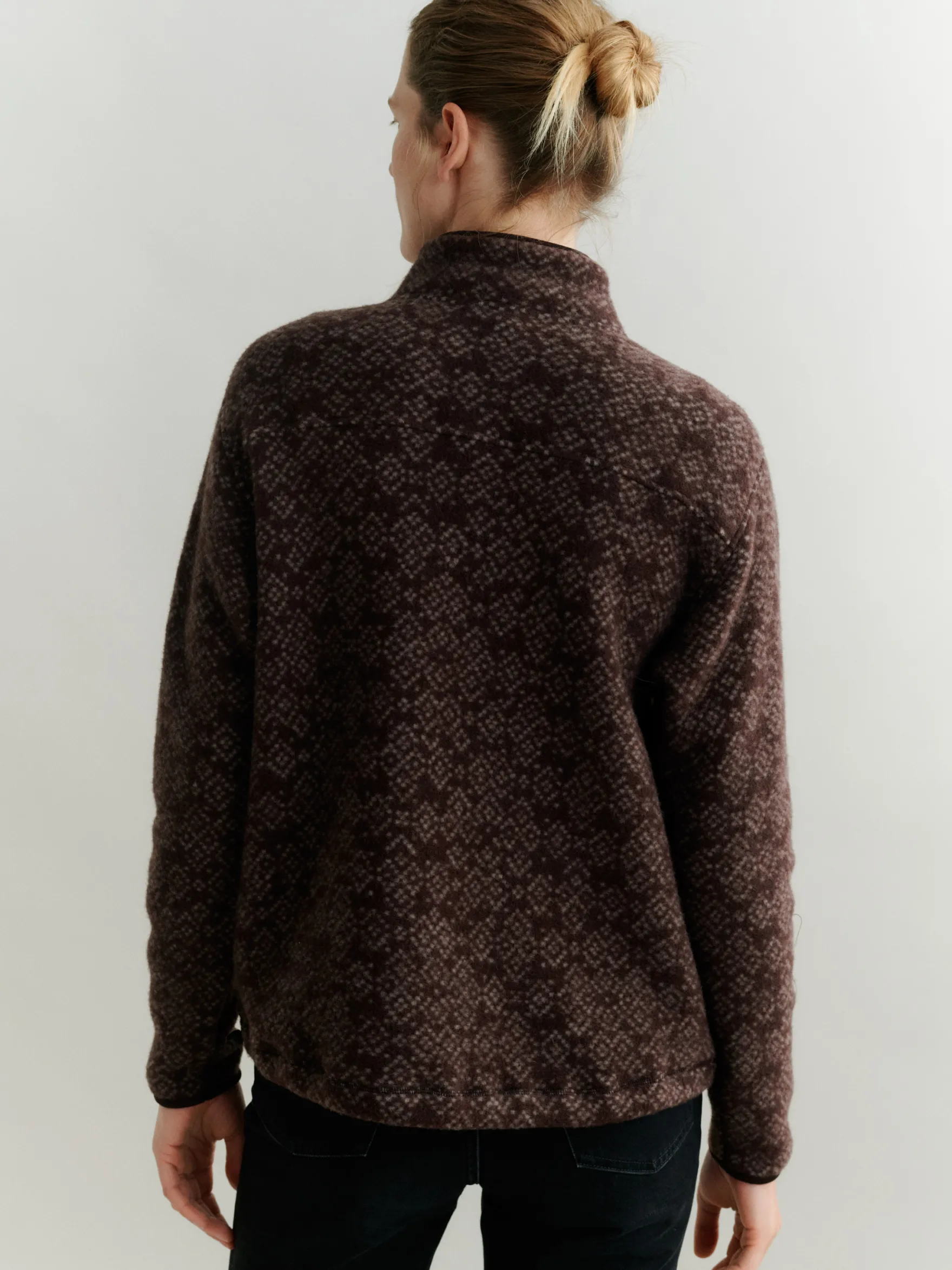 Half-zip-jakke i merinouldfleece til kvinder