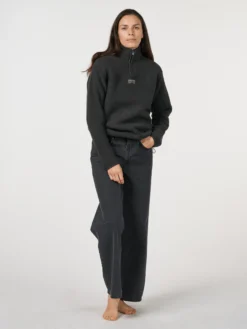 Half-zip-jakke i merinouldfleece til kvinder