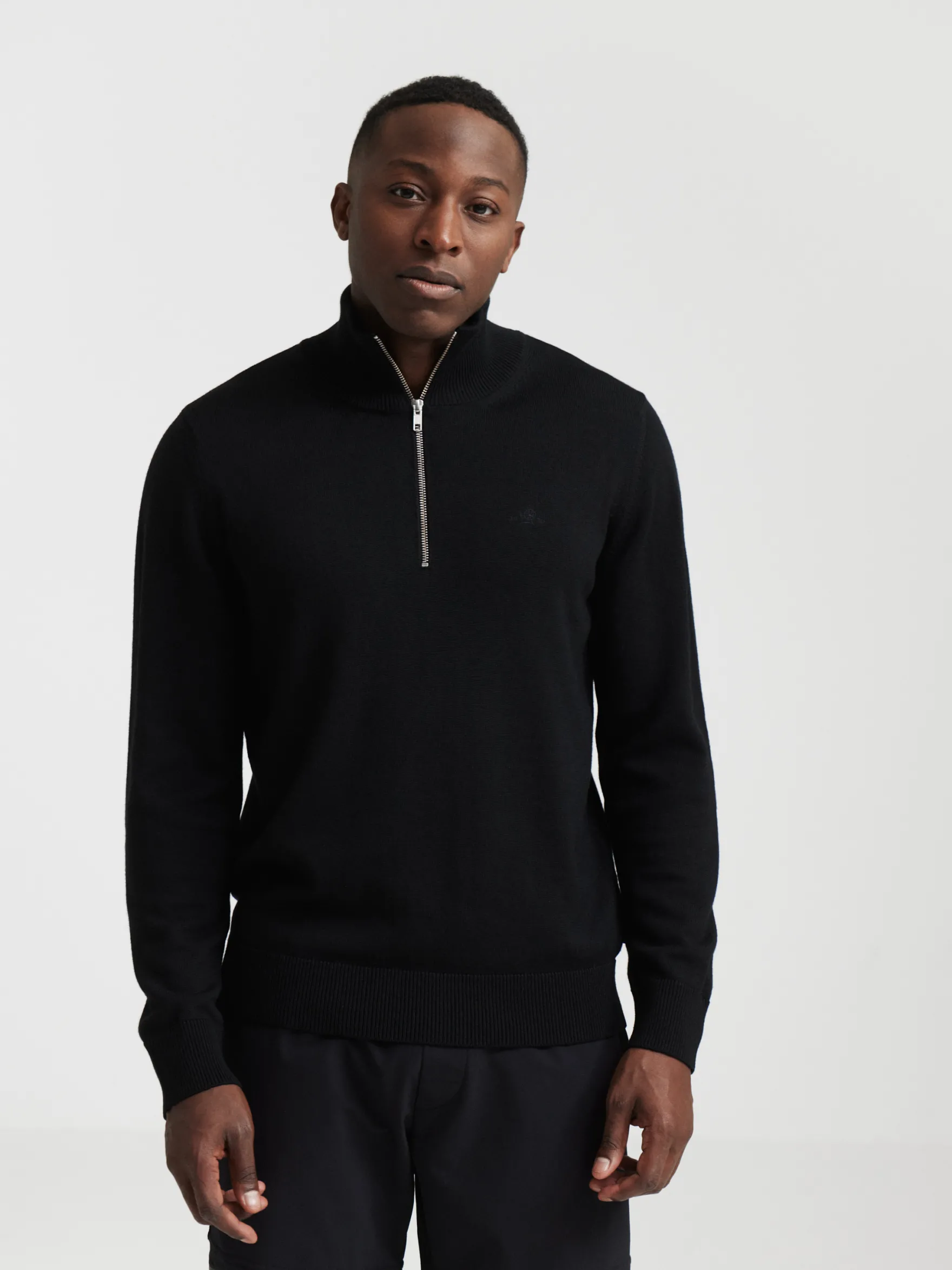 Half-zip trøje i merinould til mænd