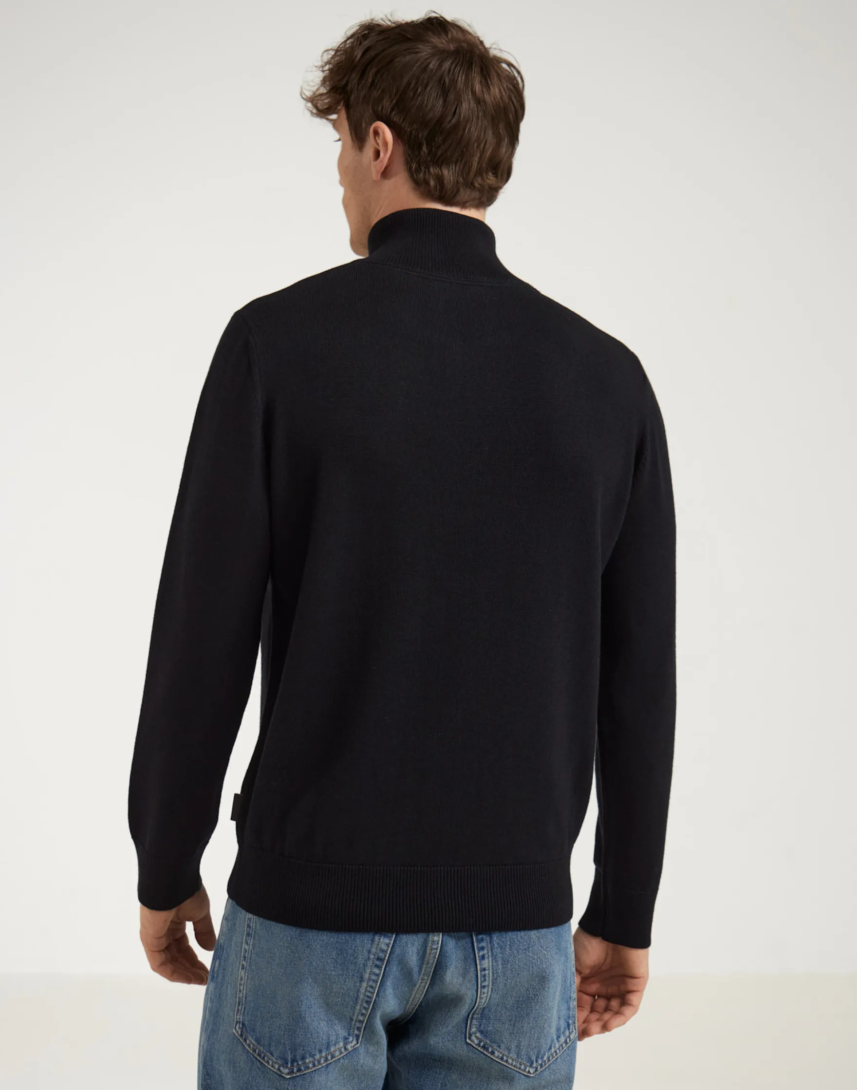 Half-zip trøje i merinould til mænd