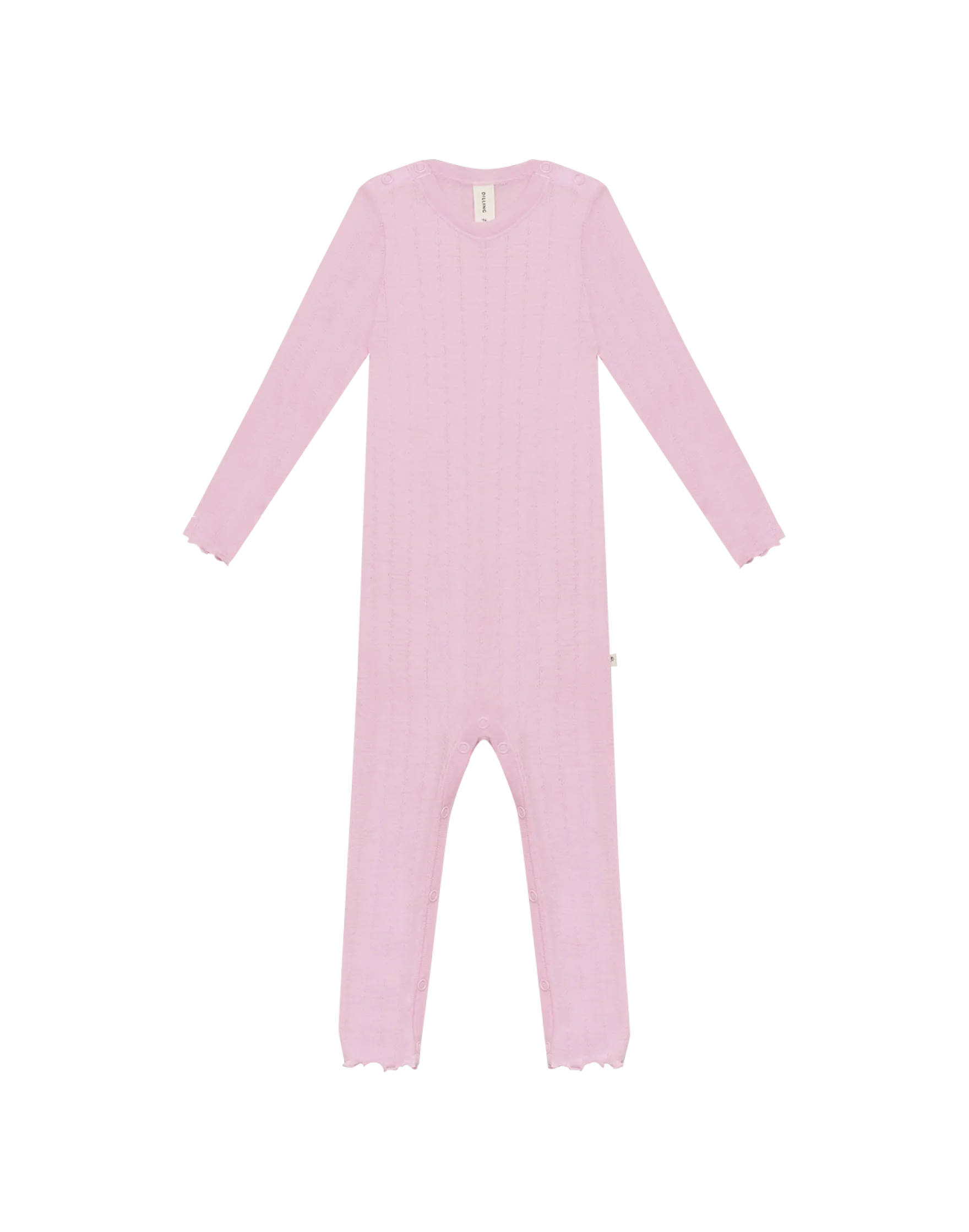 Heldragt med hulmønster i merinould/silke til baby
