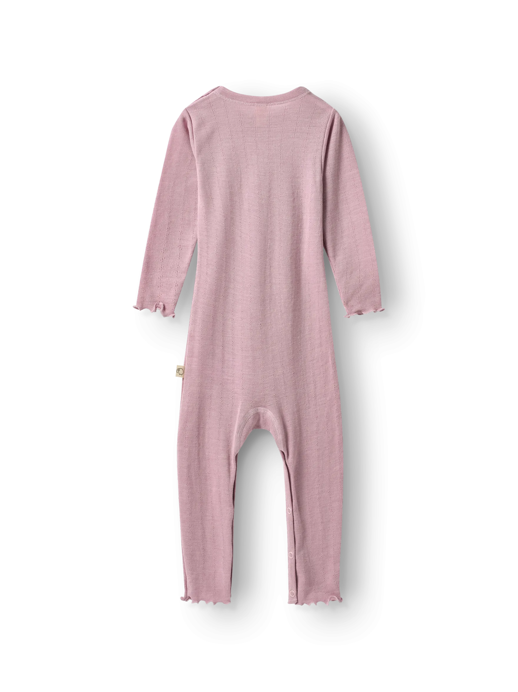 Heldragt med hulmønster i merinould/silke til baby