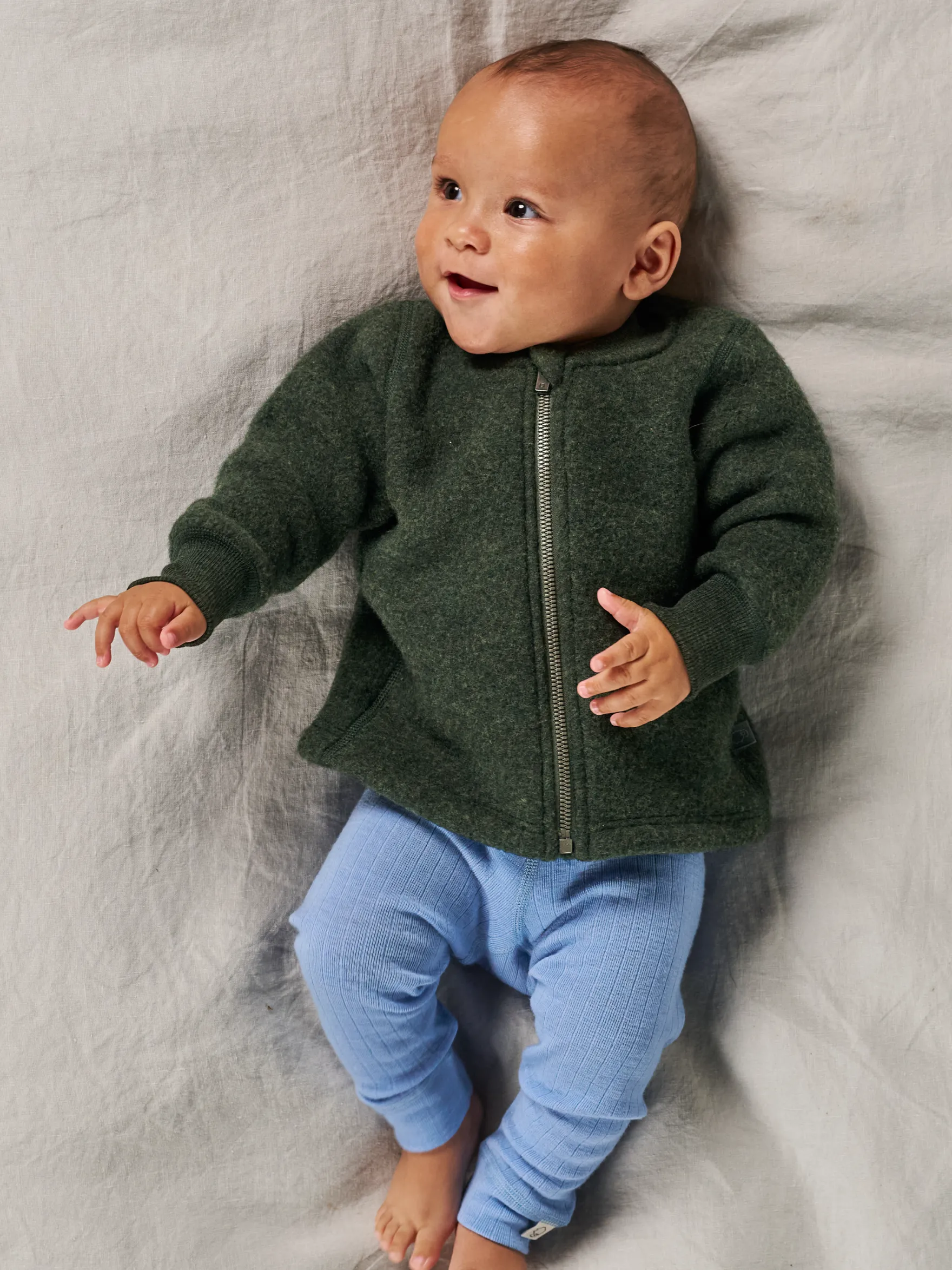Jakke i merinouldfleece til baby