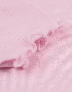 Kortærmet body med hulmønster i merinould/silke til baby