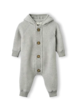 Køredragt med hætte i merinouldfleece til baby