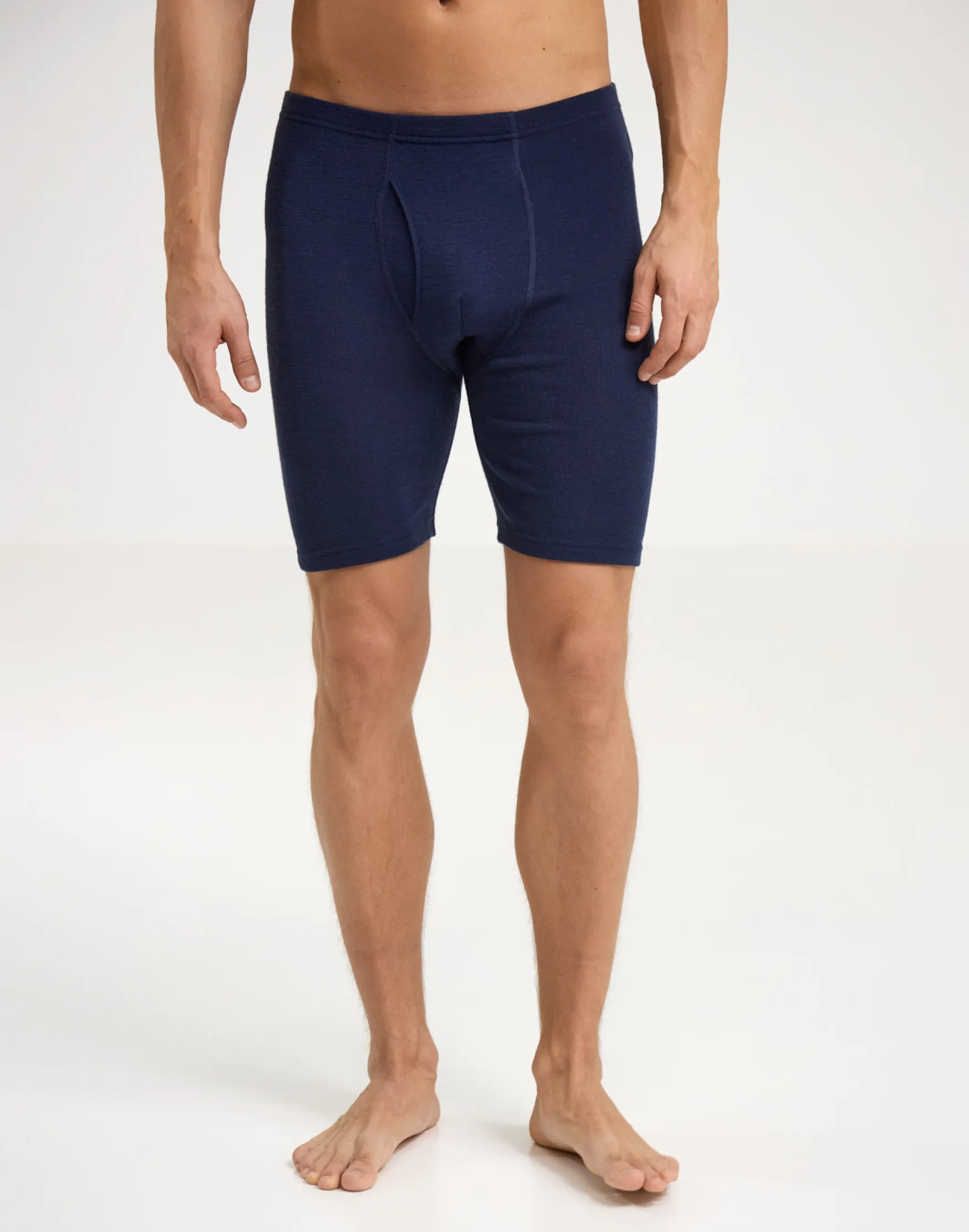 Lange boxershorts med gylp i merinould til mænd