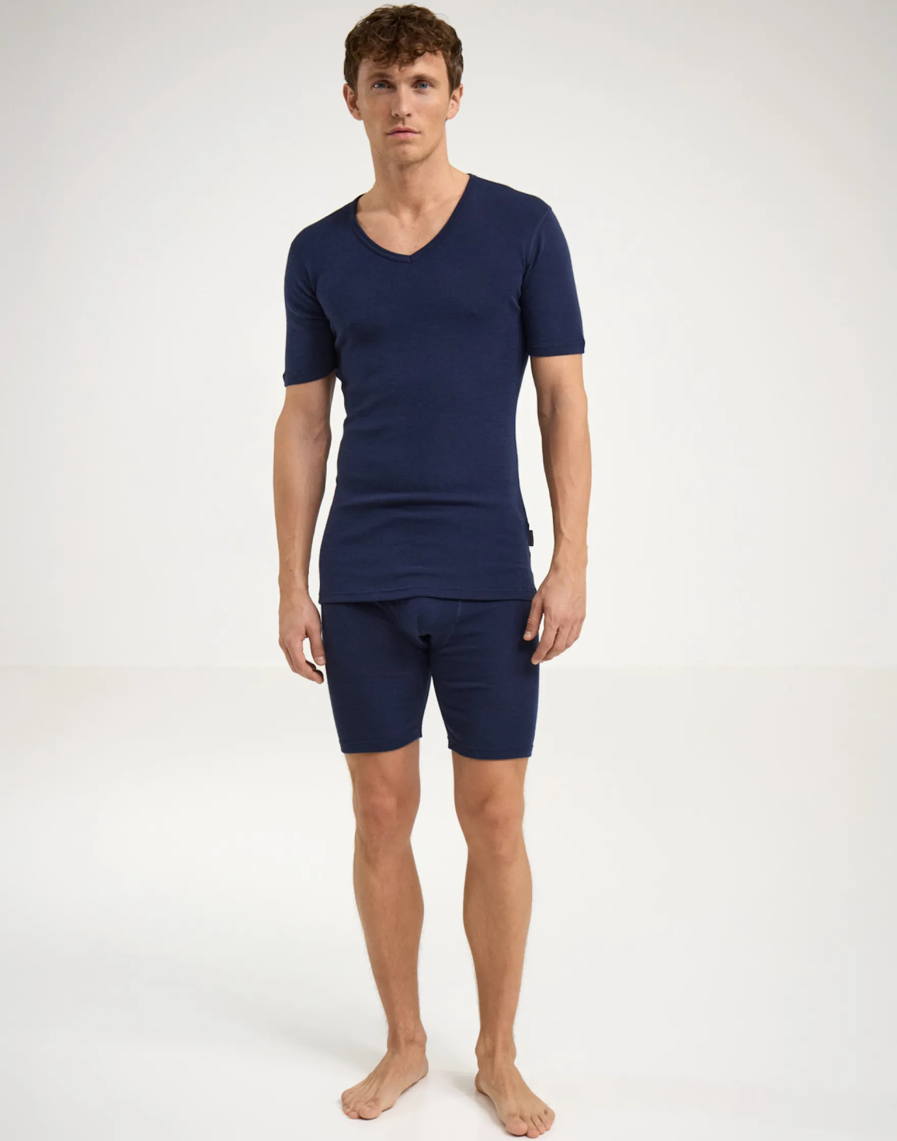 Lange boxershorts med gylp i merinould til mænd