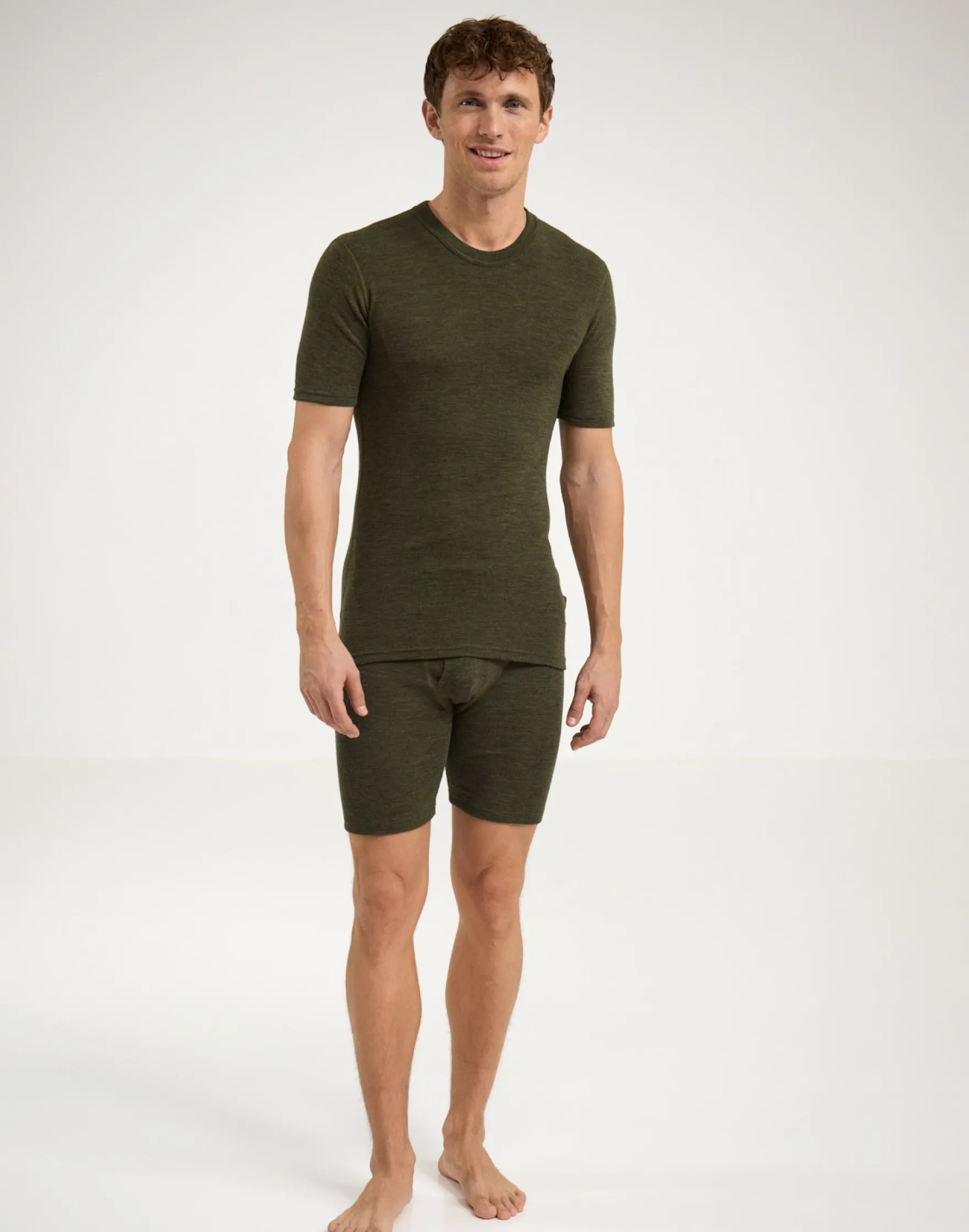 Lange boxershorts med gylp i merinould til mænd