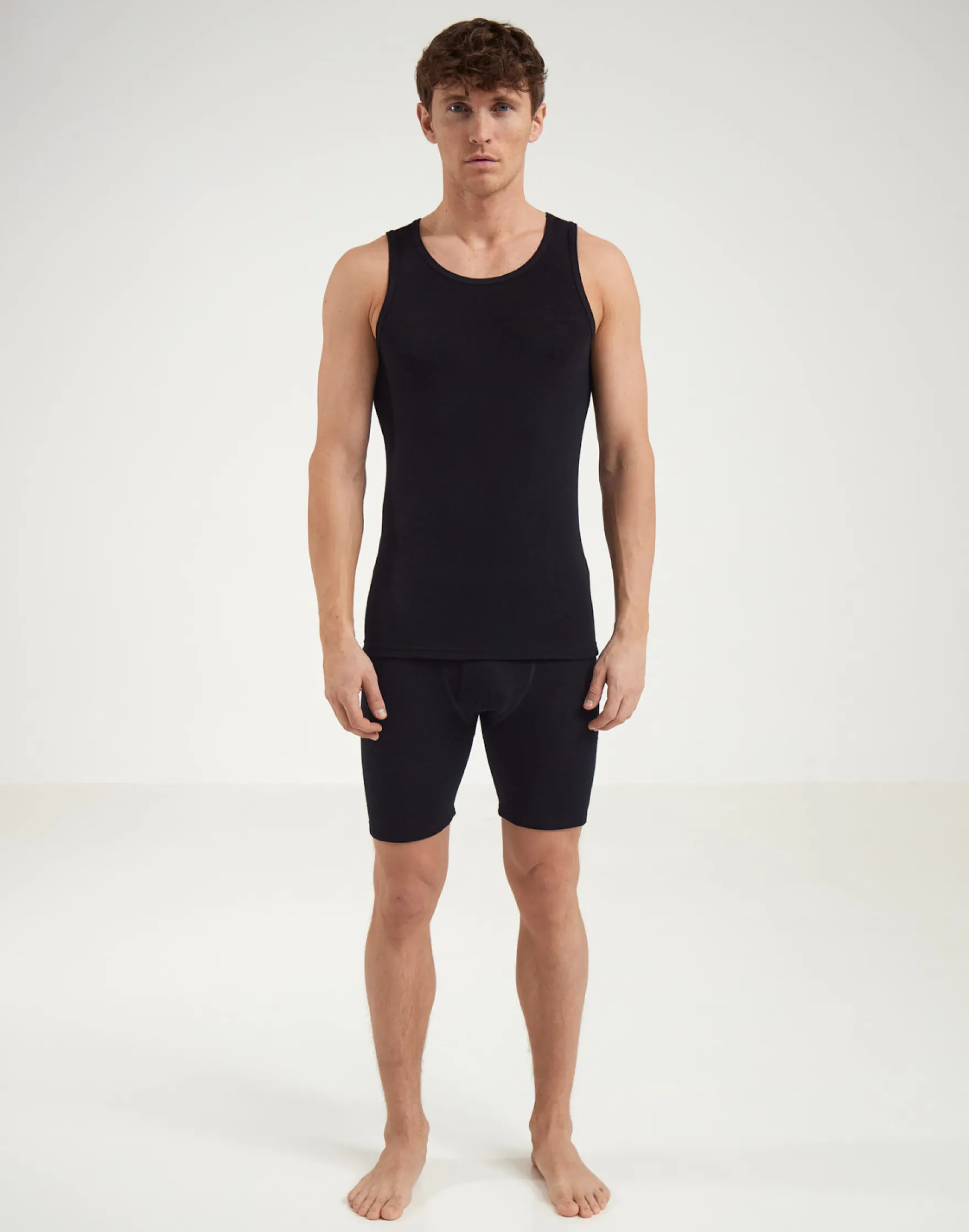 Lange boxershorts med gylp i merinould til mænd