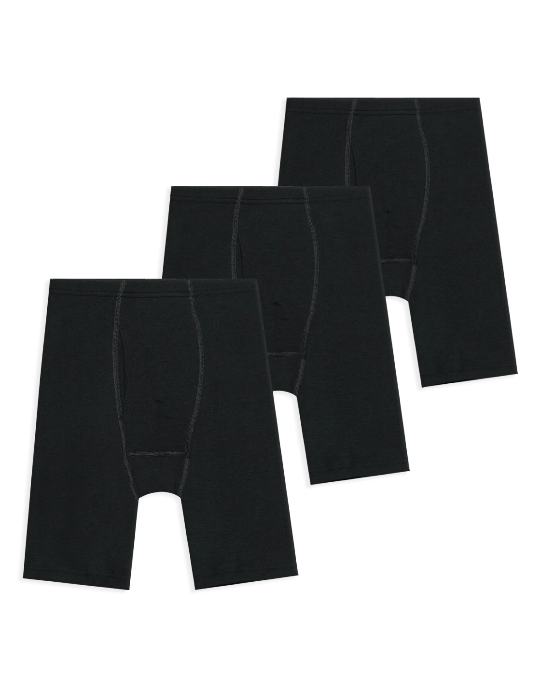 Lange boxershorts med gylp i merinould til mænd (3-pak)