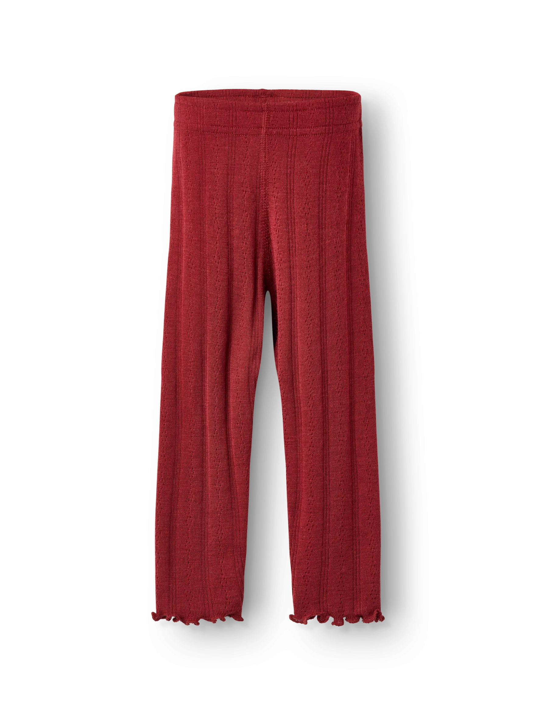 Leggings i merinould med hulmønster til baby