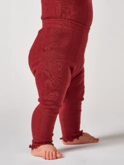 Leggings i merinould med hulmønster til baby