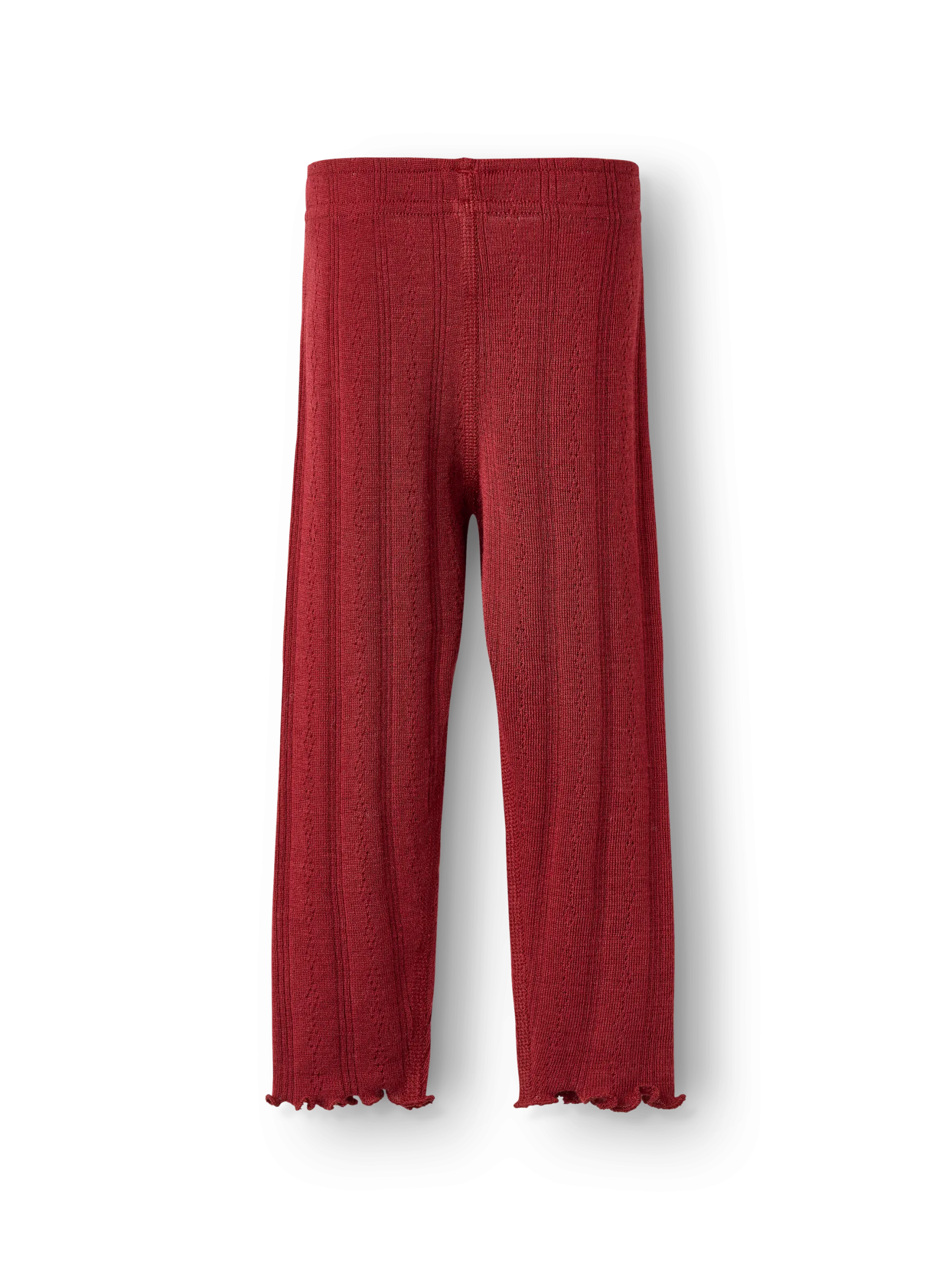 Leggings i merinould med hulmønster til baby