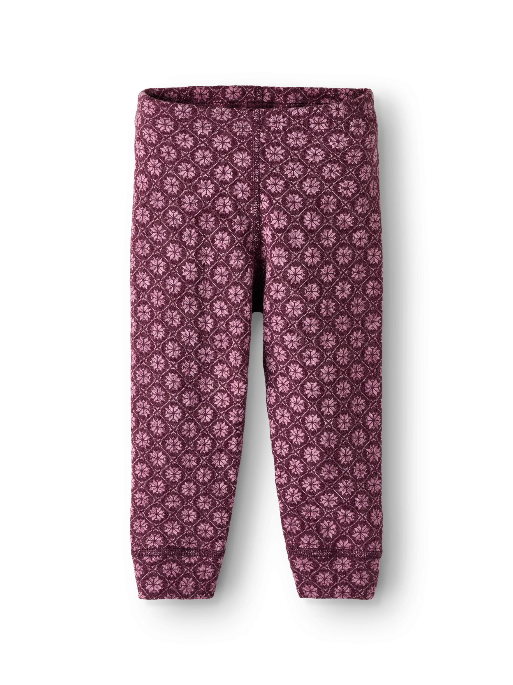 Leggings i merinould med nordisk mønster til baby