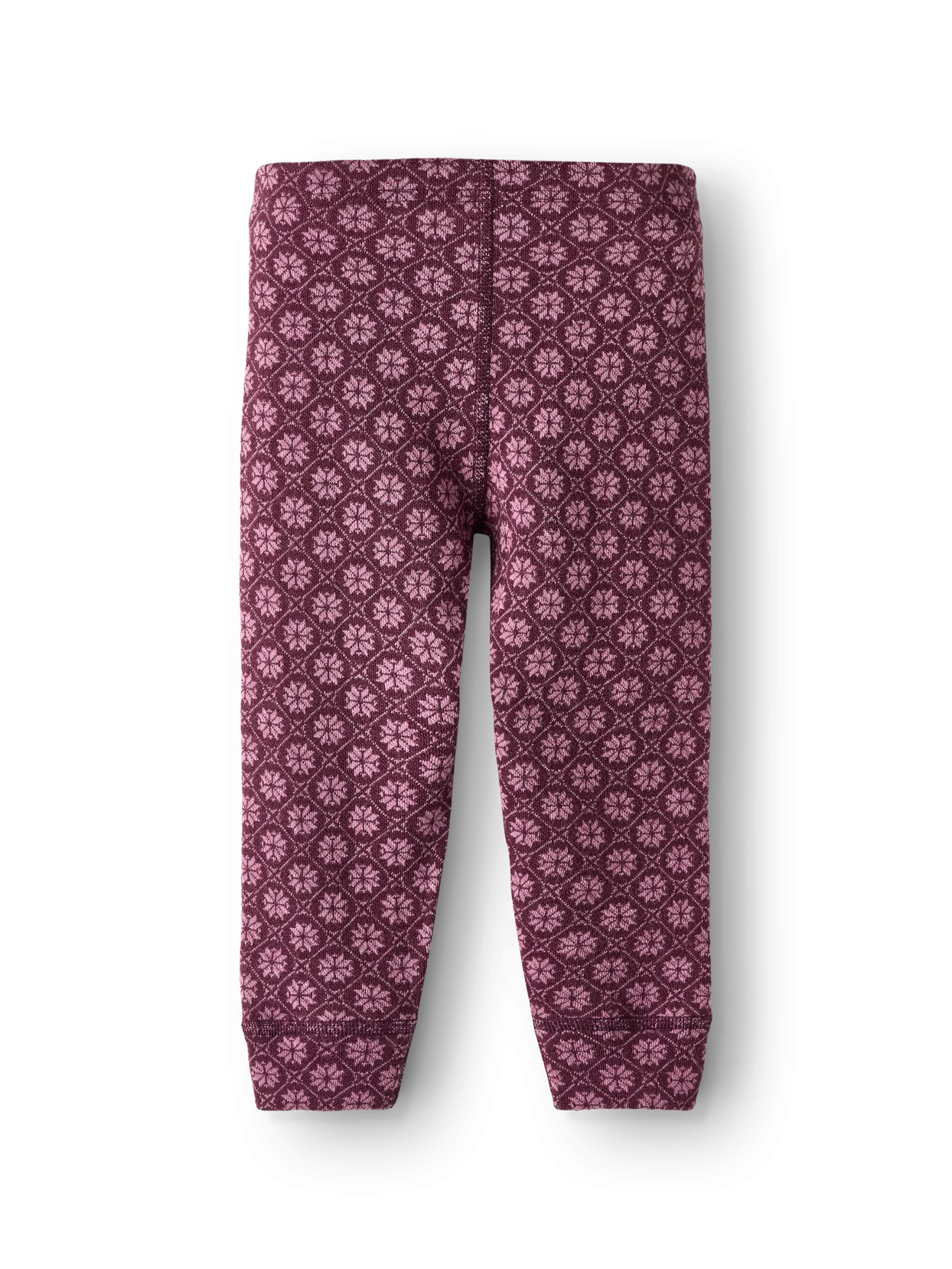 Leggings i merinould med nordisk mønster til baby