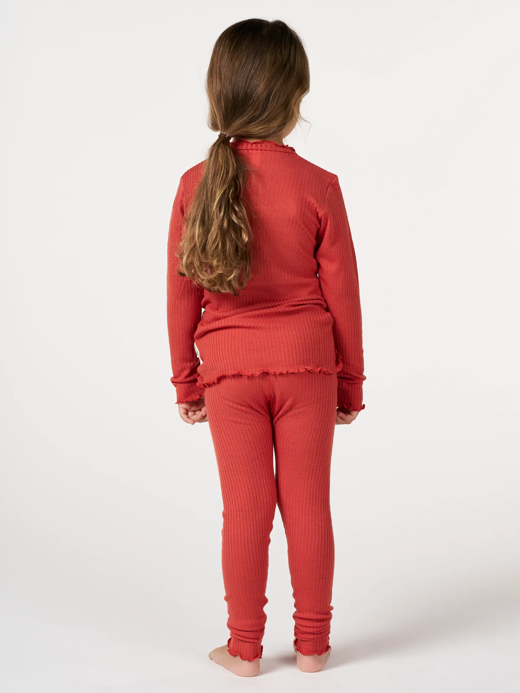 Leggings med bølgekant i merinould til børn