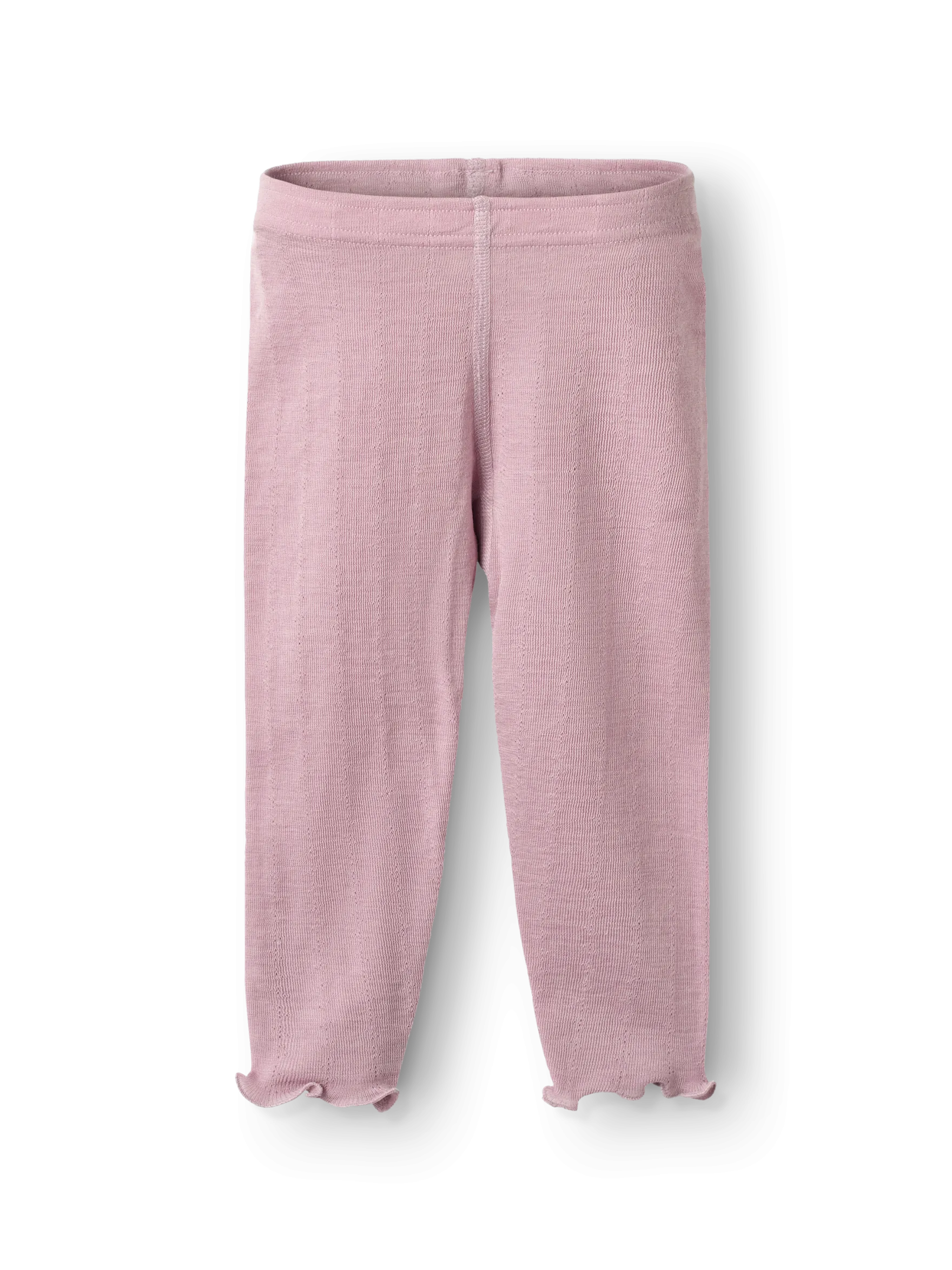 Leggings med hulmønster i merinould/silke til baby