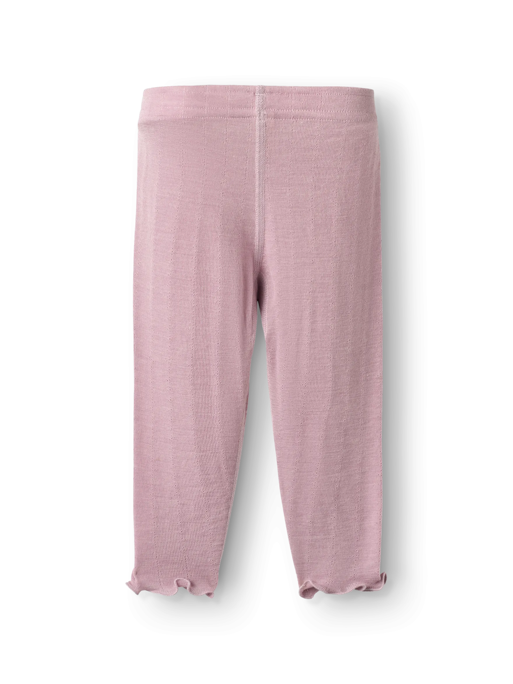 Leggings med hulmønster i merinould/silke til baby