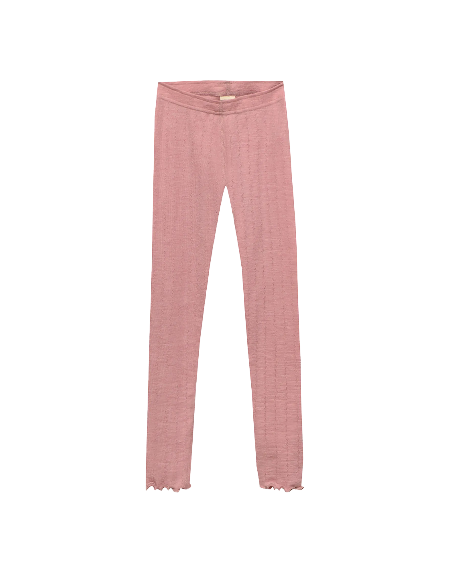 Leggings med hulmønster i merinould/silke til børn