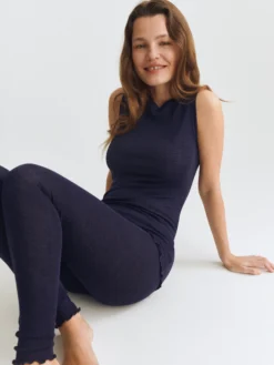Leggings med hulmønster i merinould/silke til kvinder