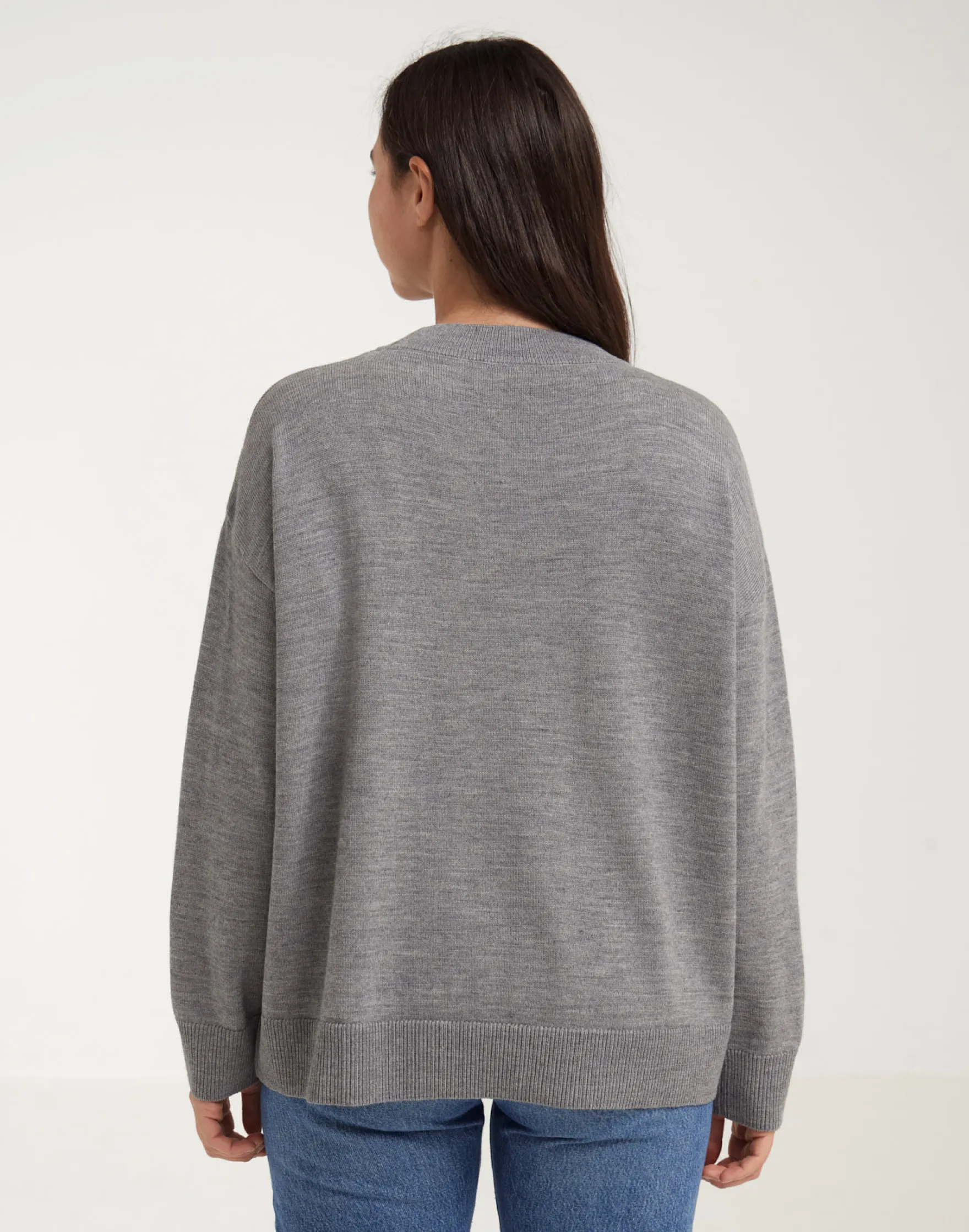 Løstsiddende crew neck i merinould til kvinder