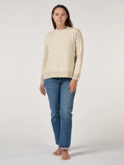 Løstsiddende crew neck i merinould til kvinder