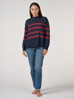 Løstsiddende crew neck i merinould til kvinder