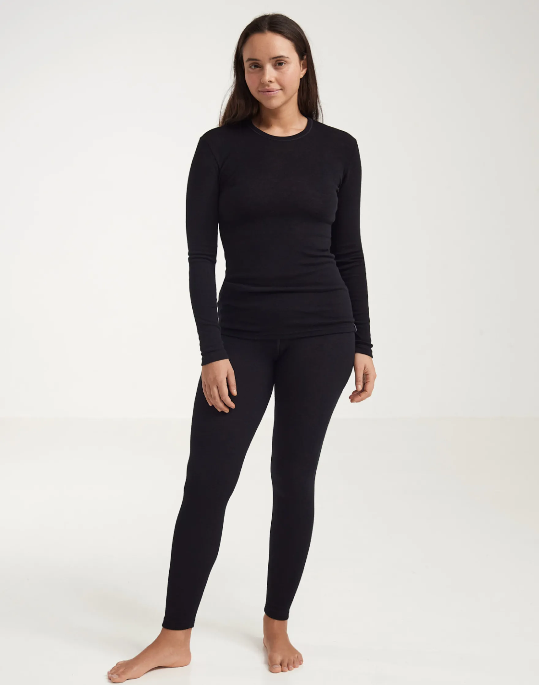 Merinouldleggings med bred elastikkant til damer