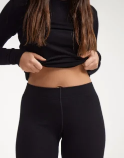 Merinouldleggings med bred elastikkant til damer