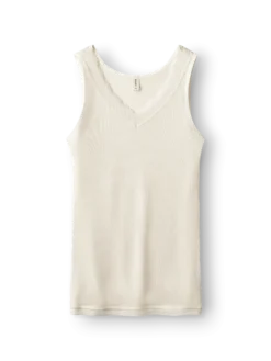 Merinould/silke tank top med blondekant til kvinder