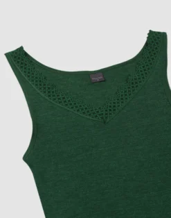 Merinould/silke tank top med blondekant til kvinder