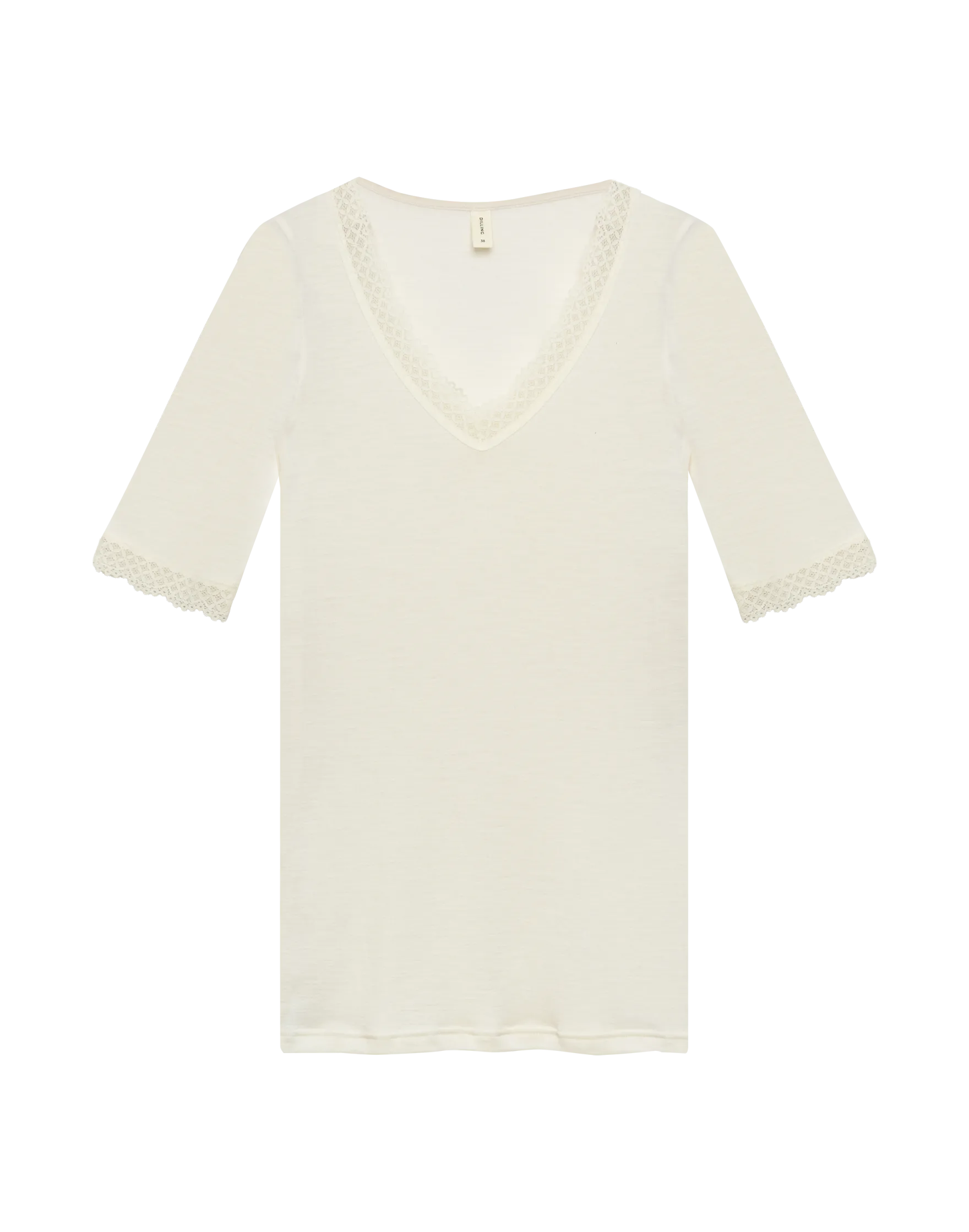 Merinould/silke T-shirt med blondekant til kvinder