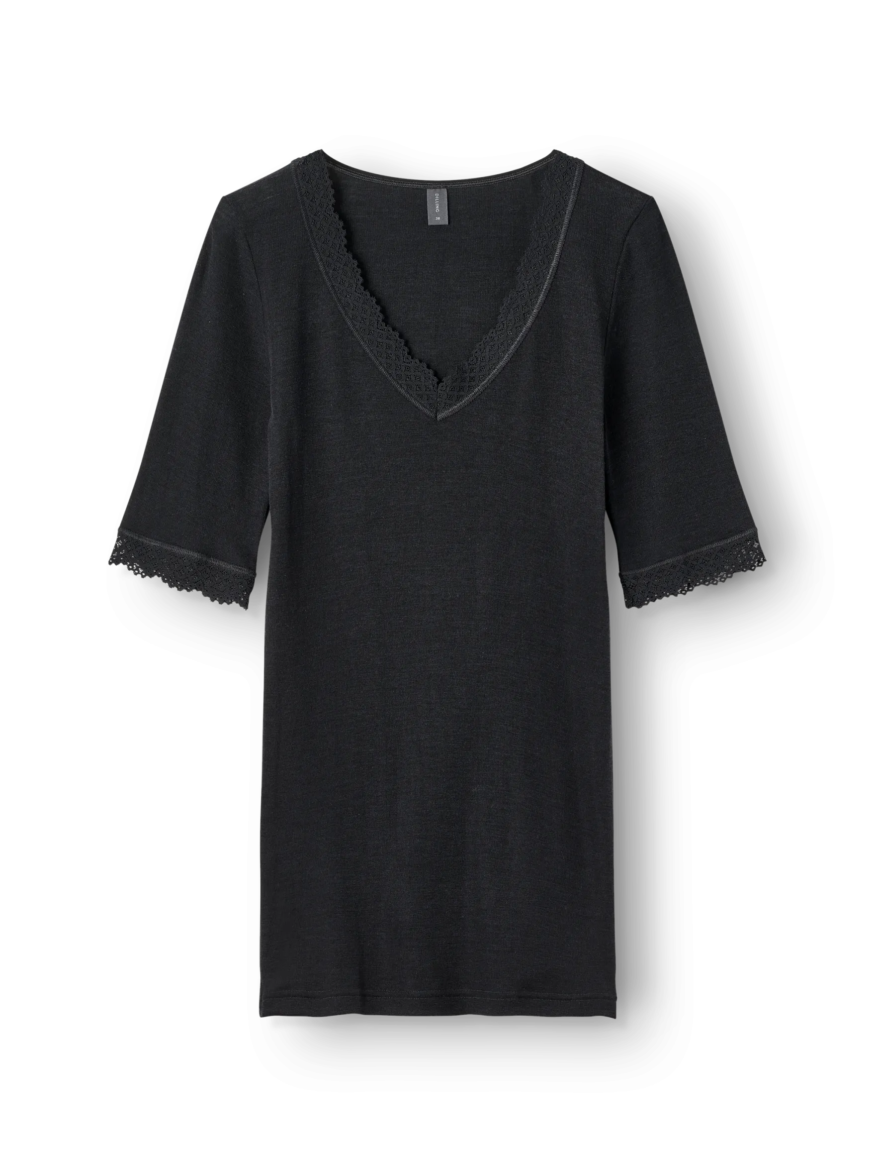 Merinould/silke T-shirt med blondekant til kvinder