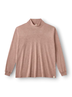 Plus size bluse med høj hals i merinould til kvinder
