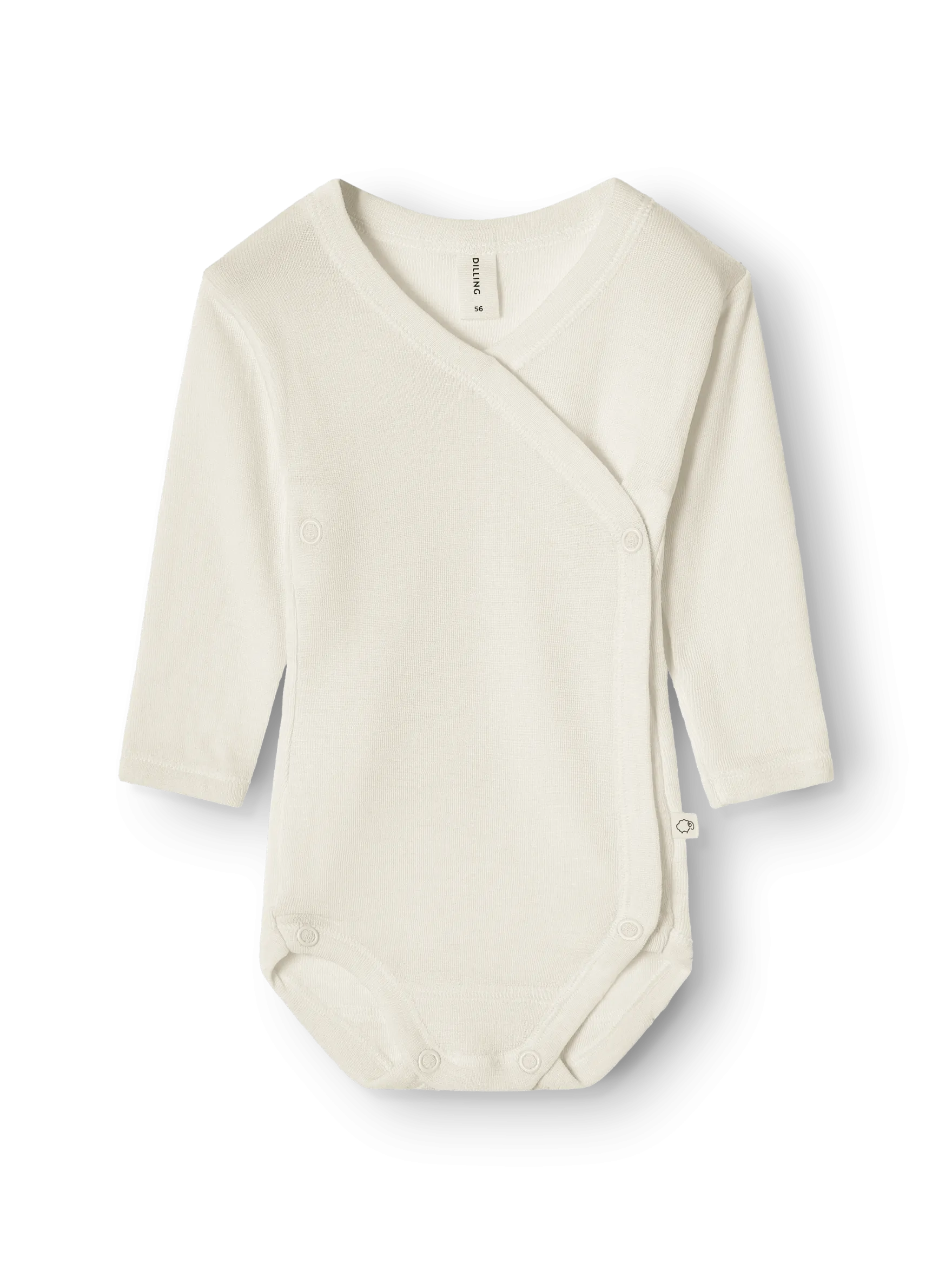 Slå-om body i merinould/silke til baby