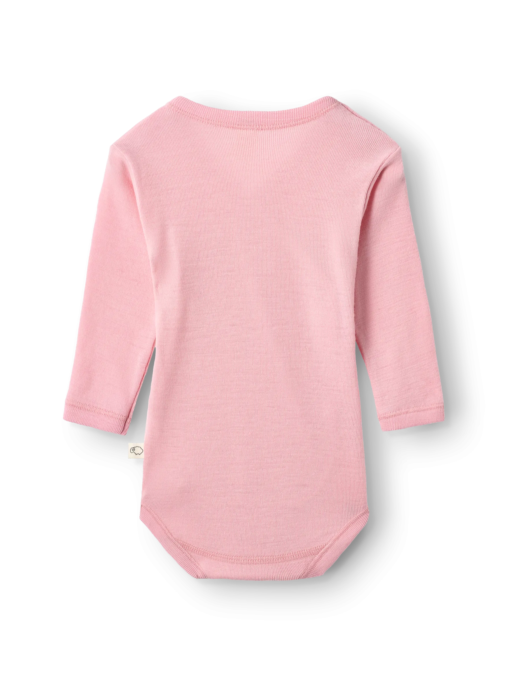Slå-om body med lange ærmer i merinould til baby