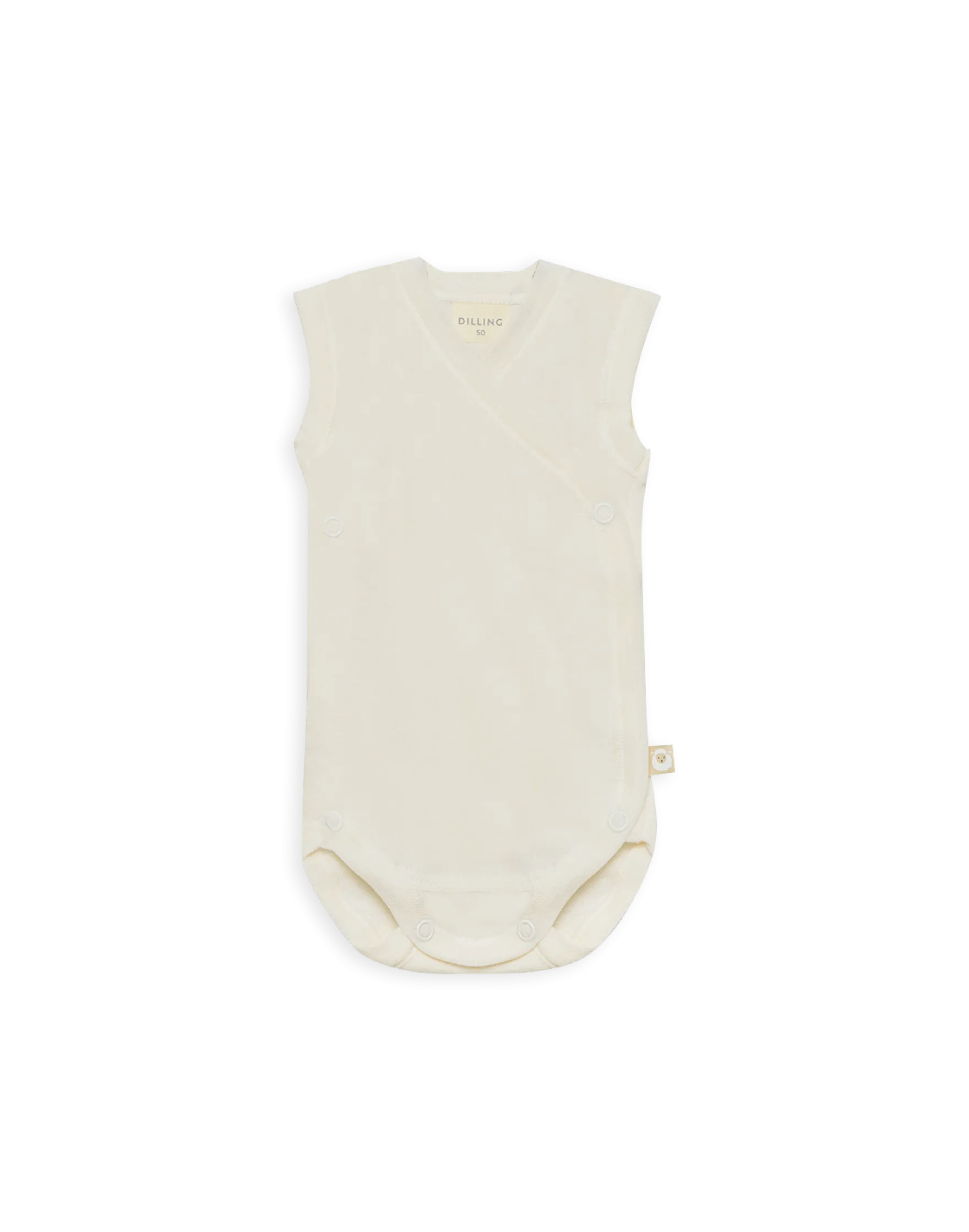 Slå-om singlet i merinould/silke til nyfødt