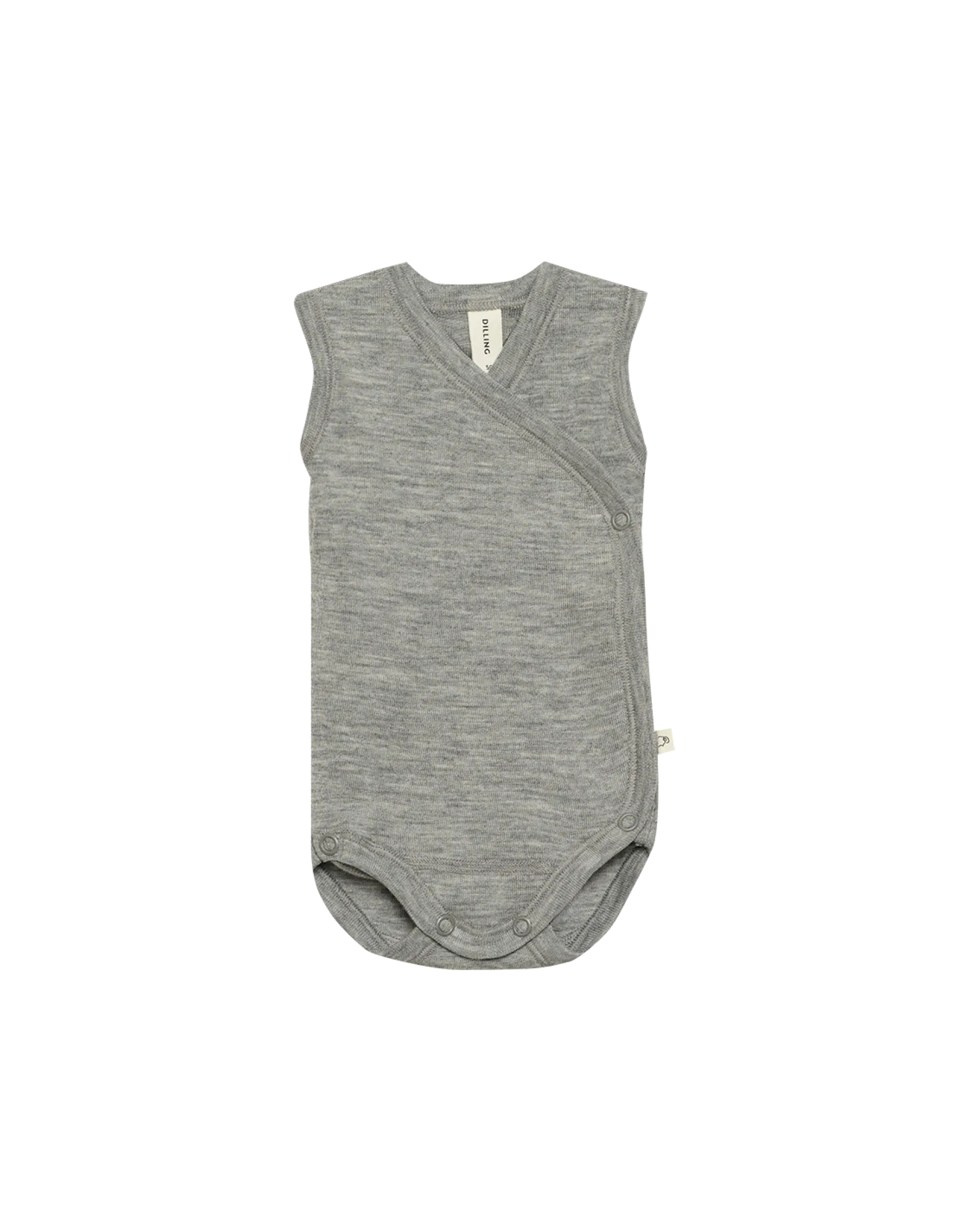Slå-om singlet i merinould/silke til nyfødt