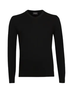 Strik med V-hals i merinould til mænd