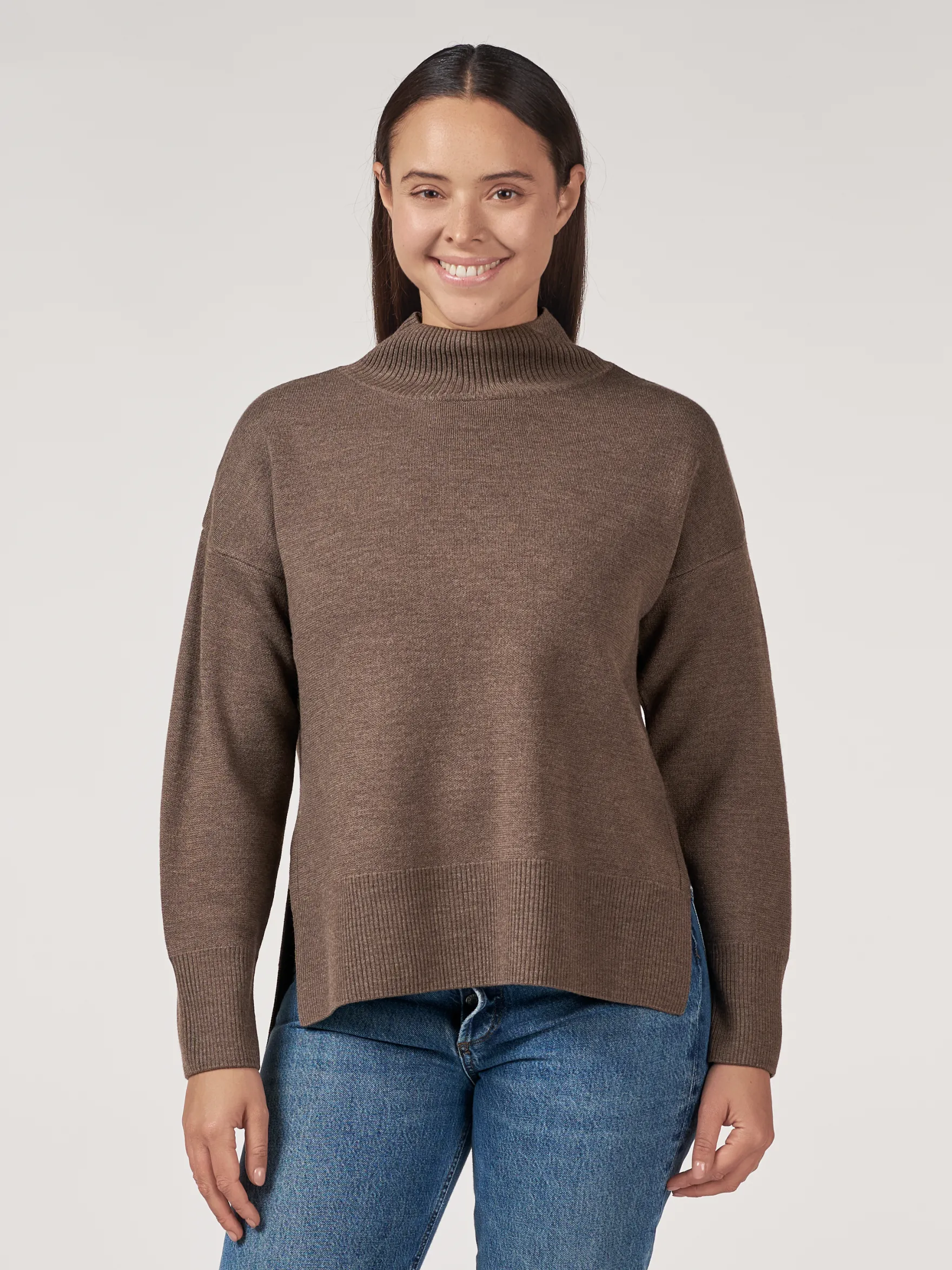 Sweater med højhals i merinould til kvinder
