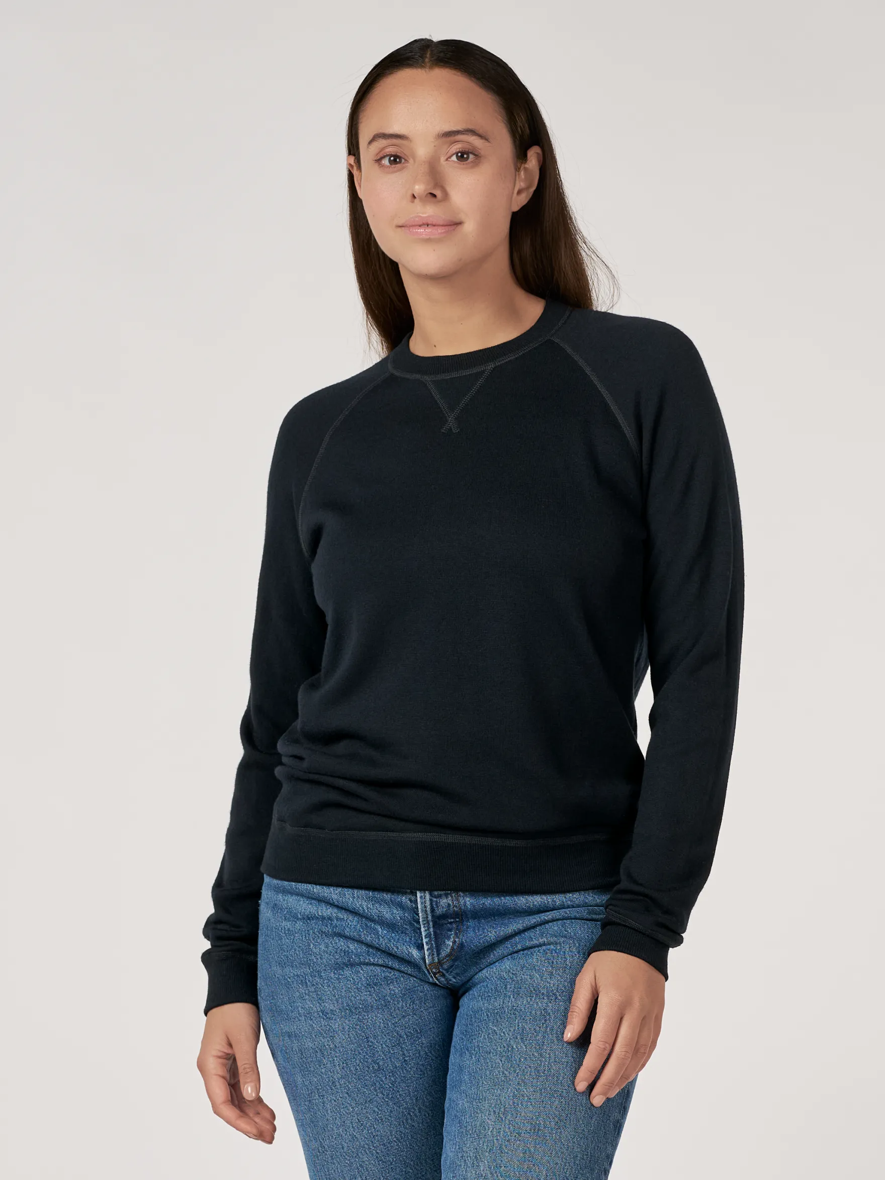 Sweatshirt i merinouldfrotté til kvinder
