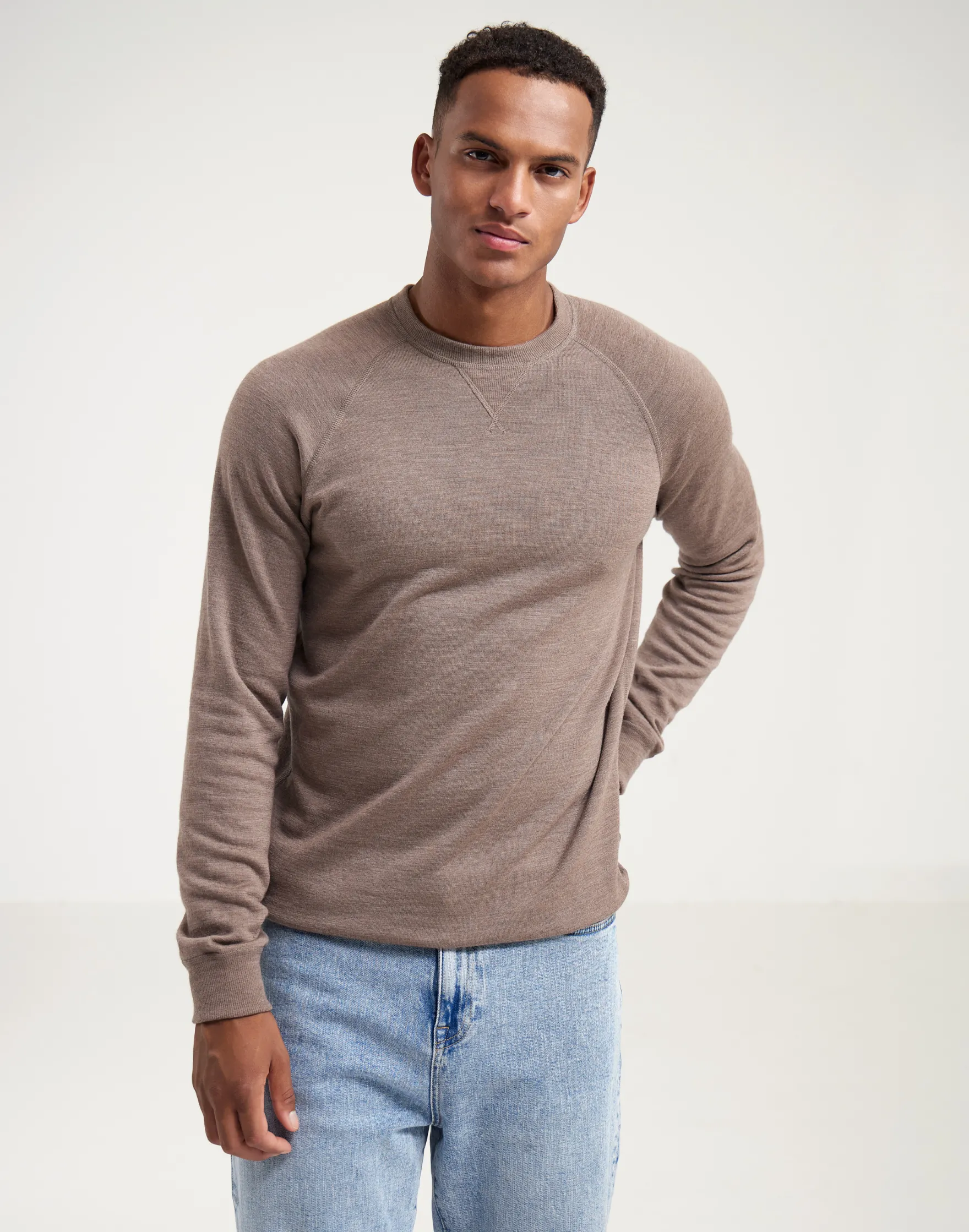 Sweatshirt i merinouldfrotté til mænd