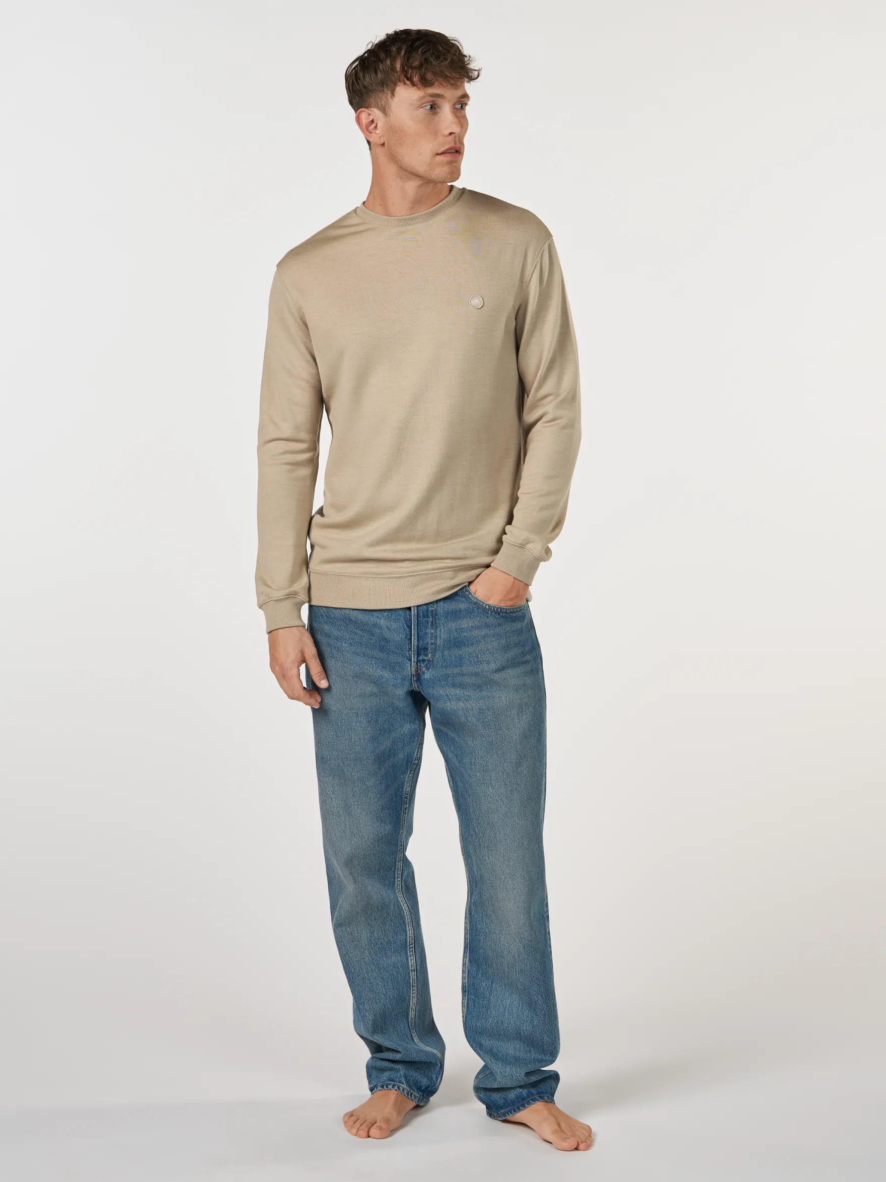 Sweatshirt i merinould til mænd