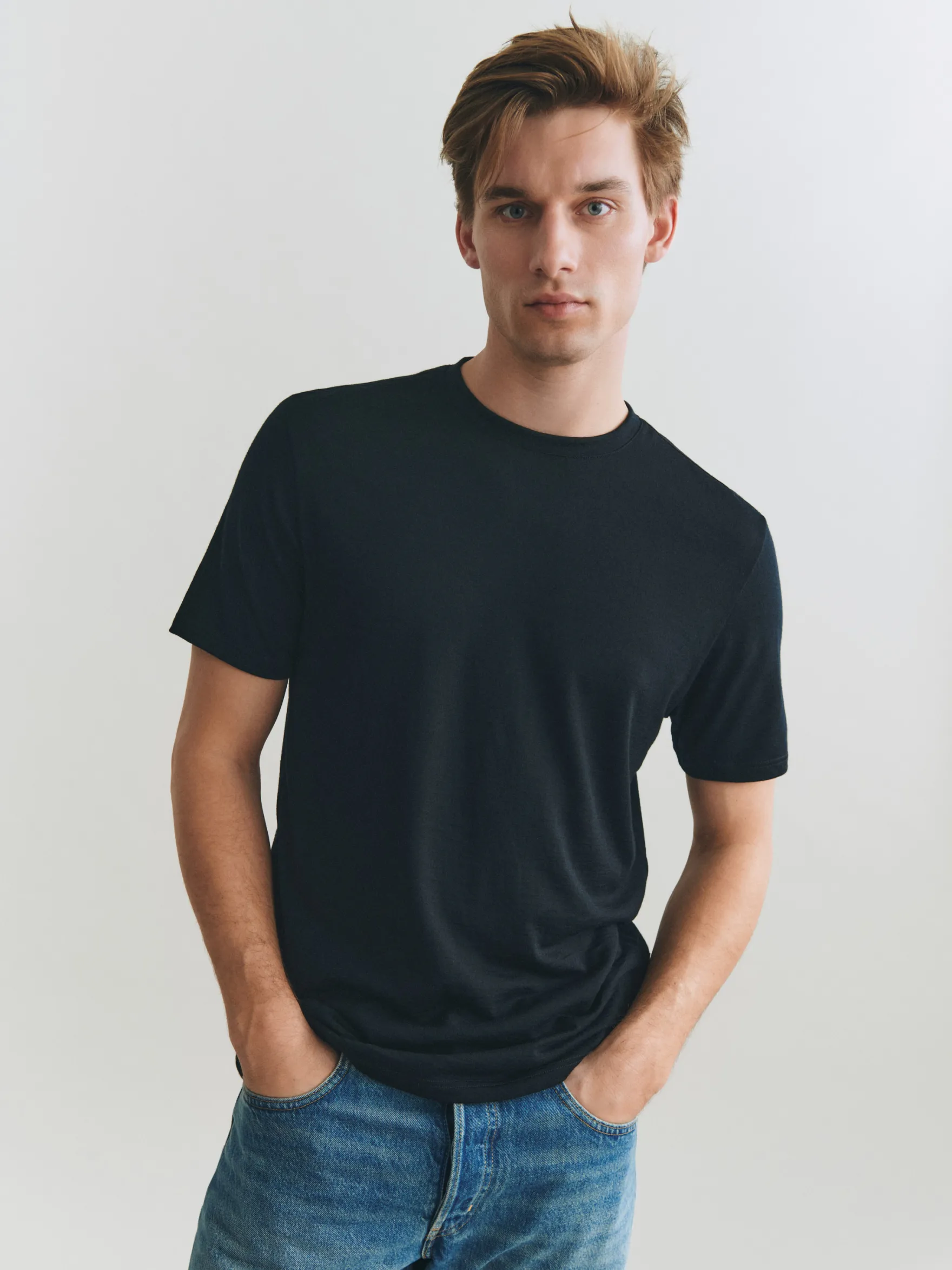 T-shirt i merinould til mænd