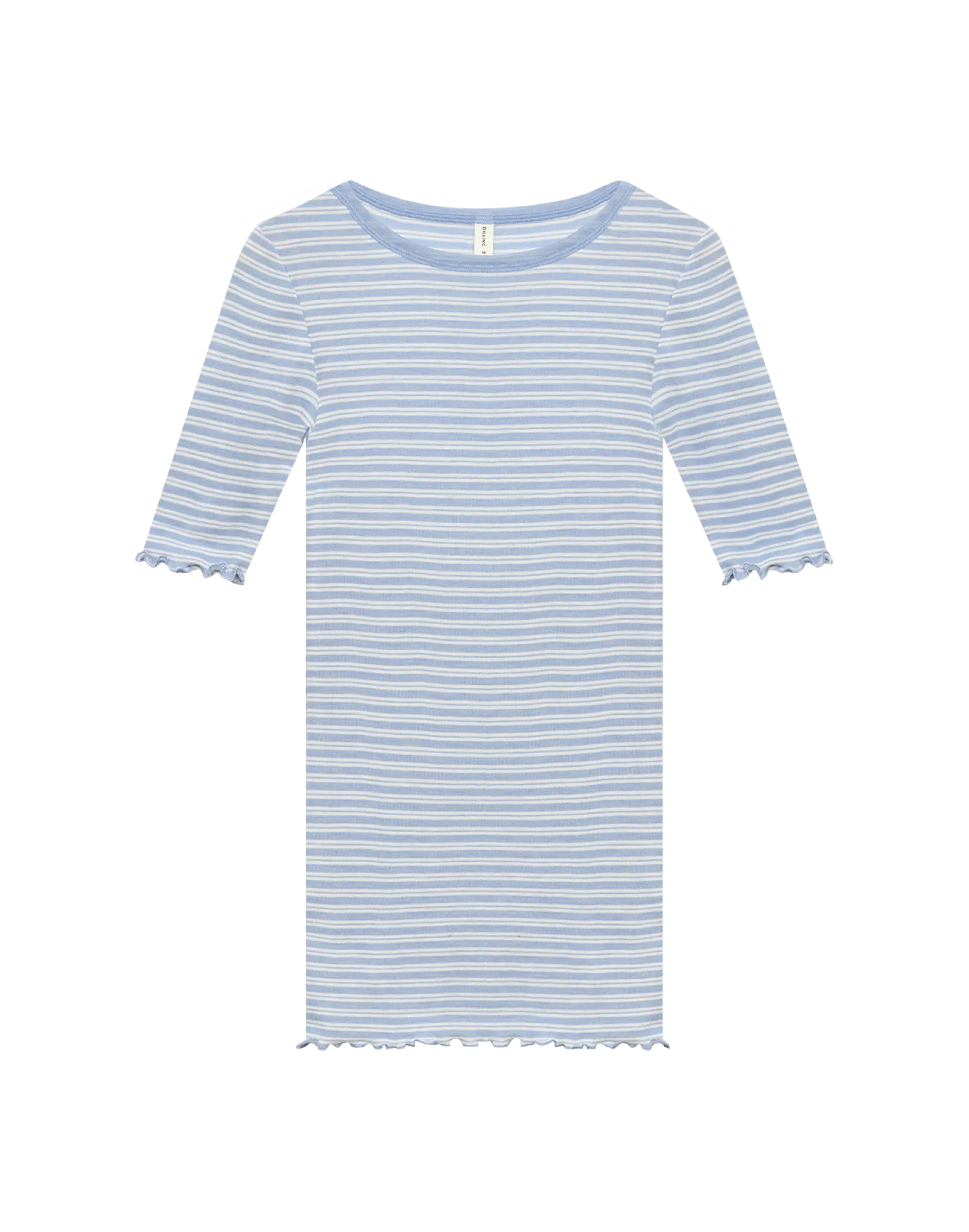 T-shirt med bølgekant i merinould/silke til kvinder
