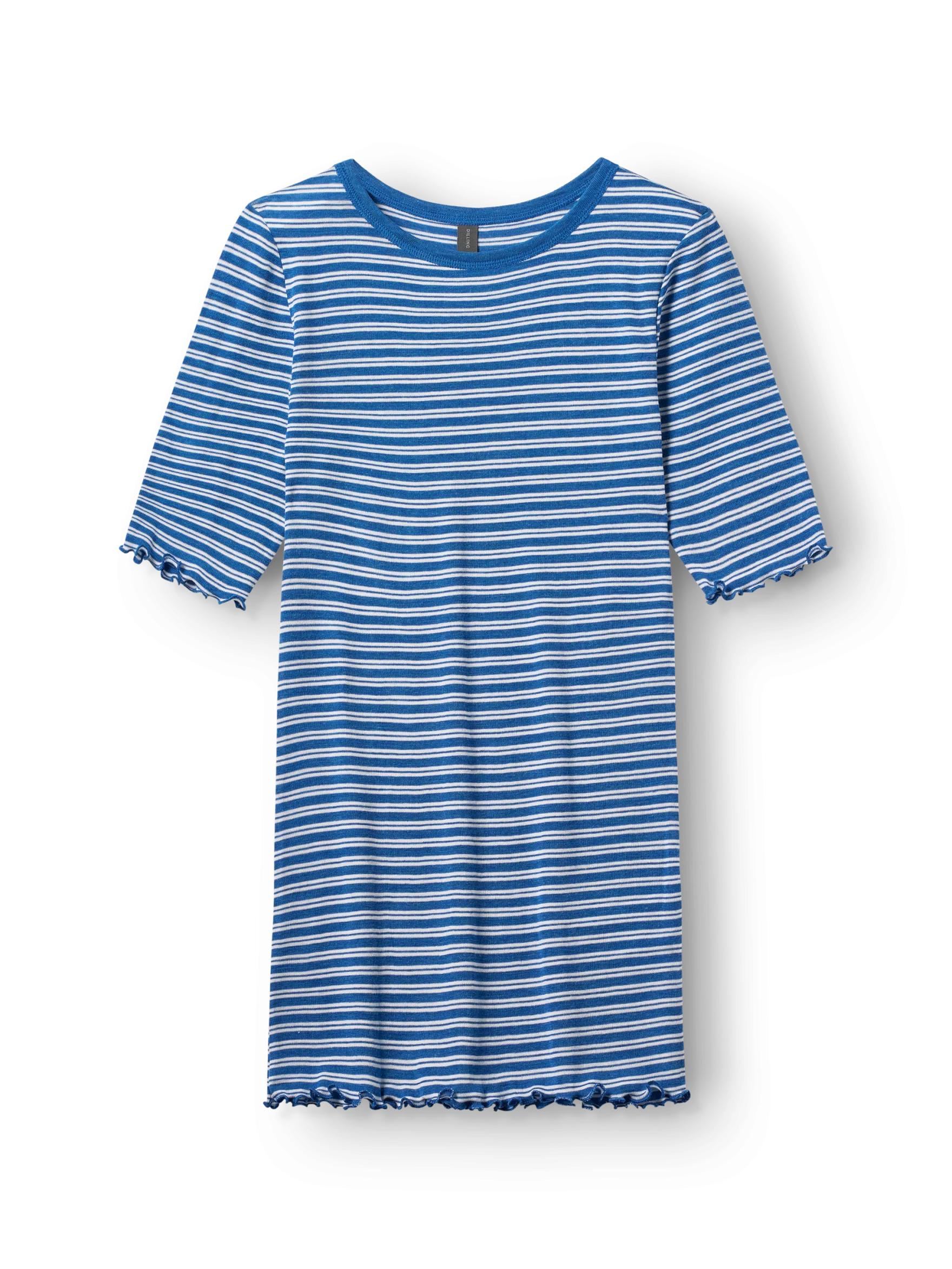 T-shirt med bølgekant i merinould/silke til kvinder